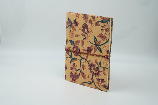 New! Sanganeri Handmade Paper Notebook | 13 (W) X 18 (H) | Brown floral |