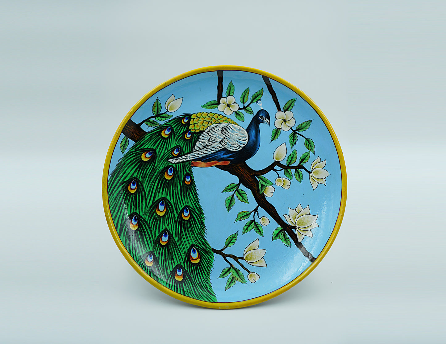 Jaipur Blue Pottery Wall Plates | Exclusive | 10' Inch | Enchanting Peacock | Handcrafted | Hand-painted |