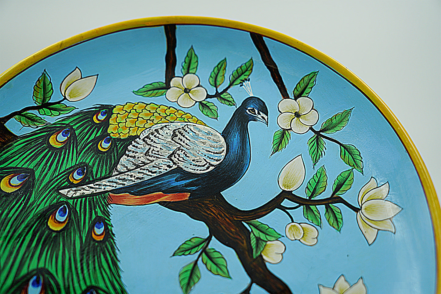 Jaipur Blue Pottery Wall Plates | Exclusive | 10' Inch | Enchanting Peacock | Handcrafted | Hand-painted |