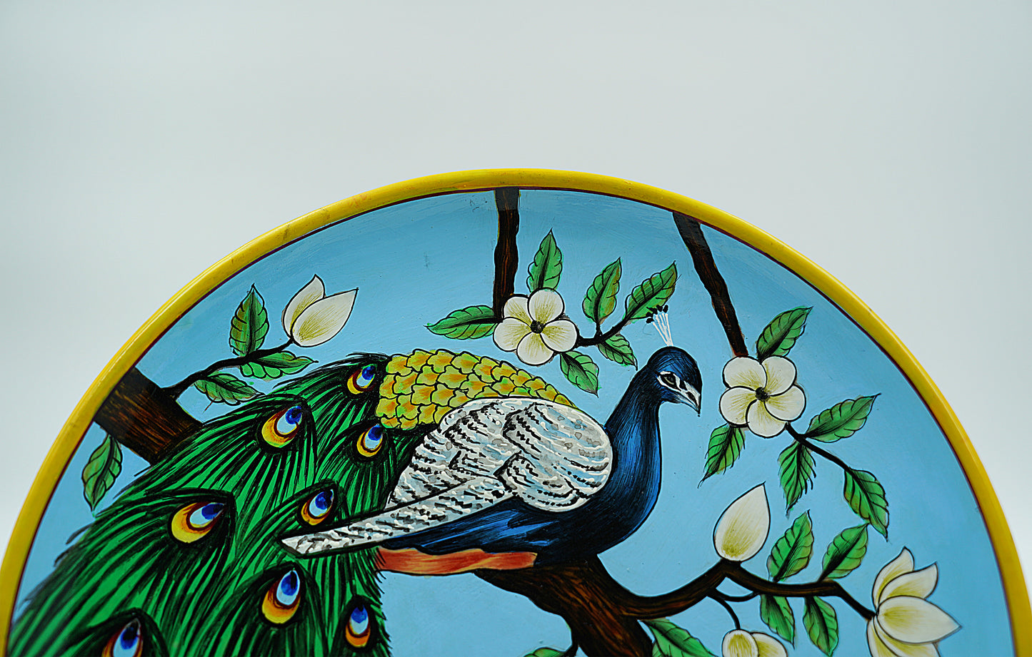 Jaipur Blue Pottery Wall Plates | Exclusive | 10' Inch | Enchanting Peacock | Handcrafted | Hand-painted |