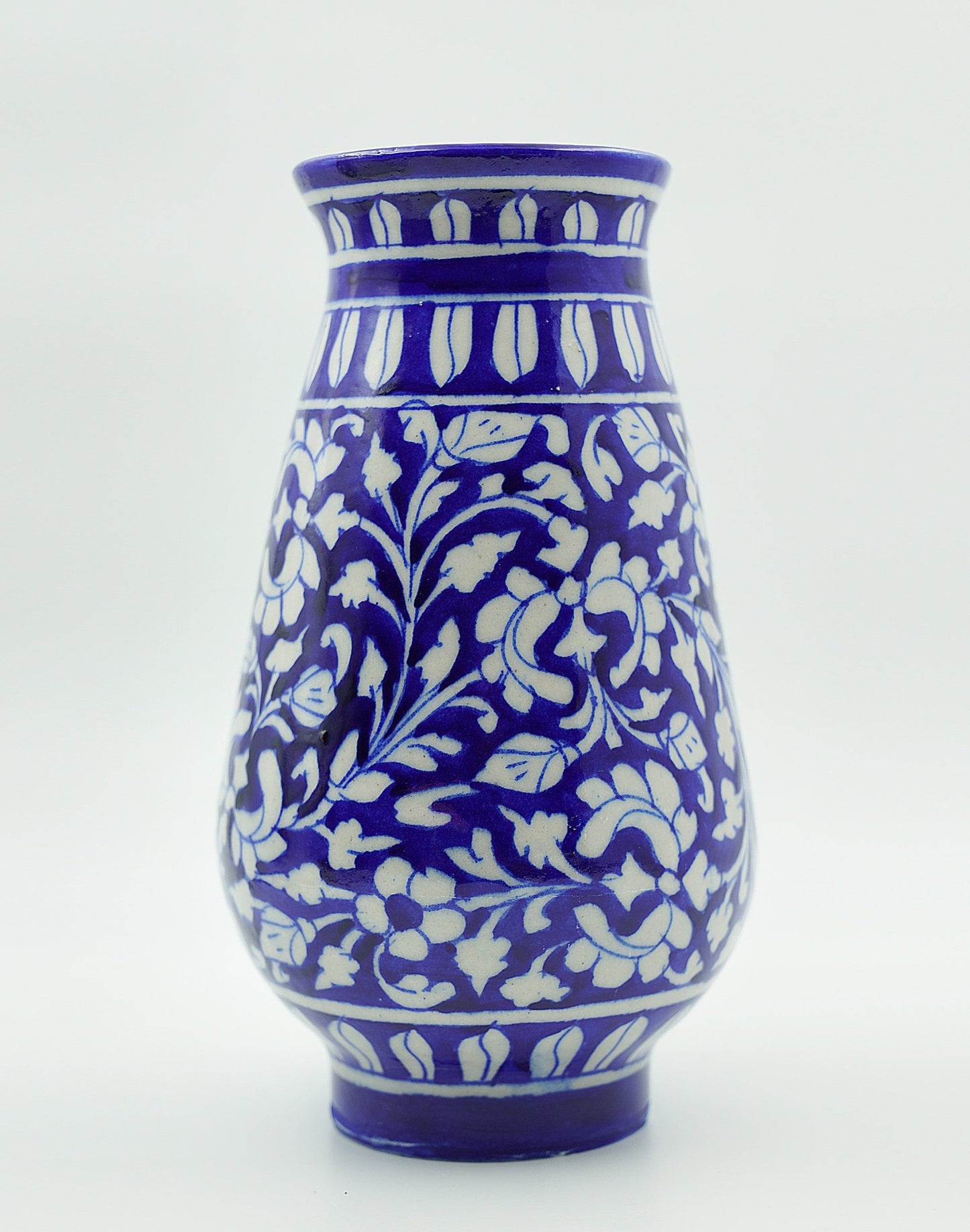 Jaipur Blue Pottery Vase | Classical Blue | Handcrafted | Hand-painted