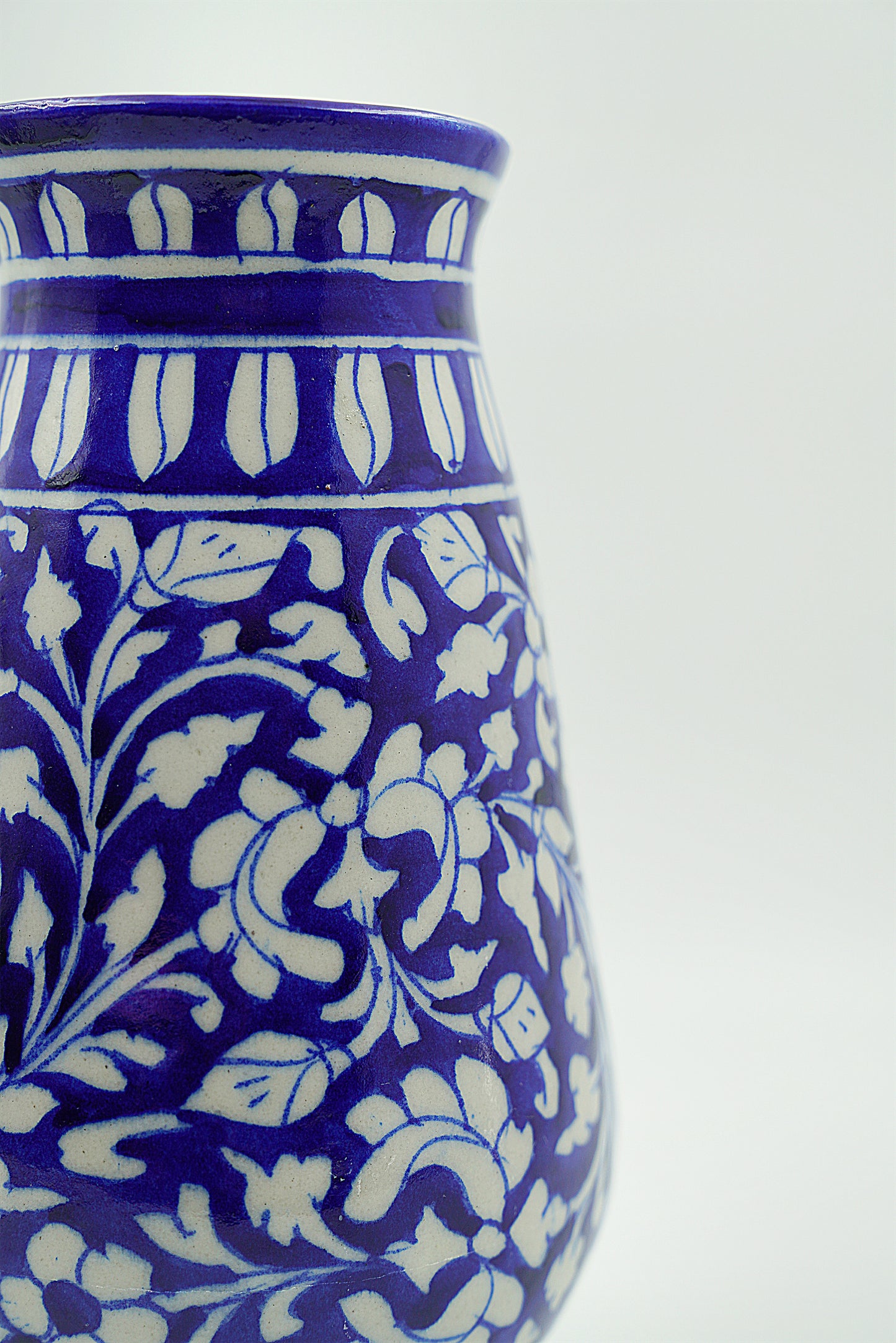 Jaipur Blue Pottery Vase | Classical Blue | Handcrafted | Hand-painted