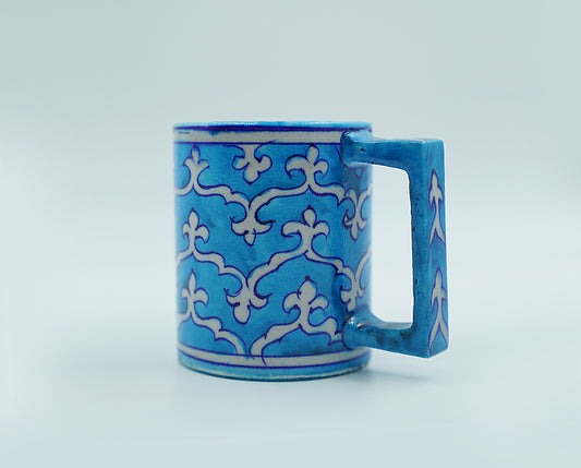 Jaipur Blue Pottery Coffee Mugs | 1 piece | Aqua Blue | Handcrafted | Hand-painted |