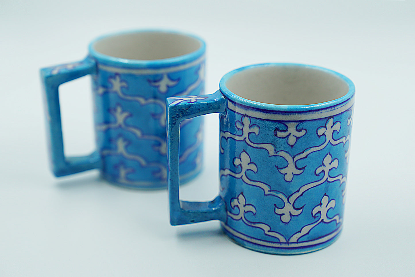 Jaipur Blue Pottery Coffee Mugs | 1 piece | Aqua Blue | Handcrafted | Hand-painted |