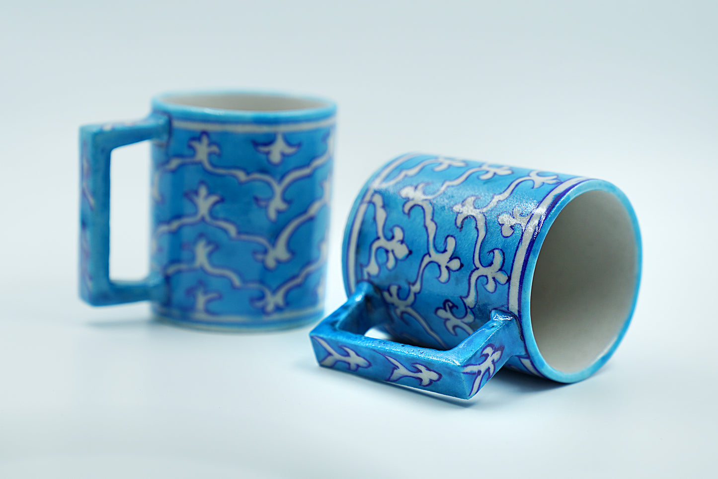 Jaipur Blue Pottery Coffee Mugs | 1 piece | Aqua Blue | Handcrafted | Hand-painted |