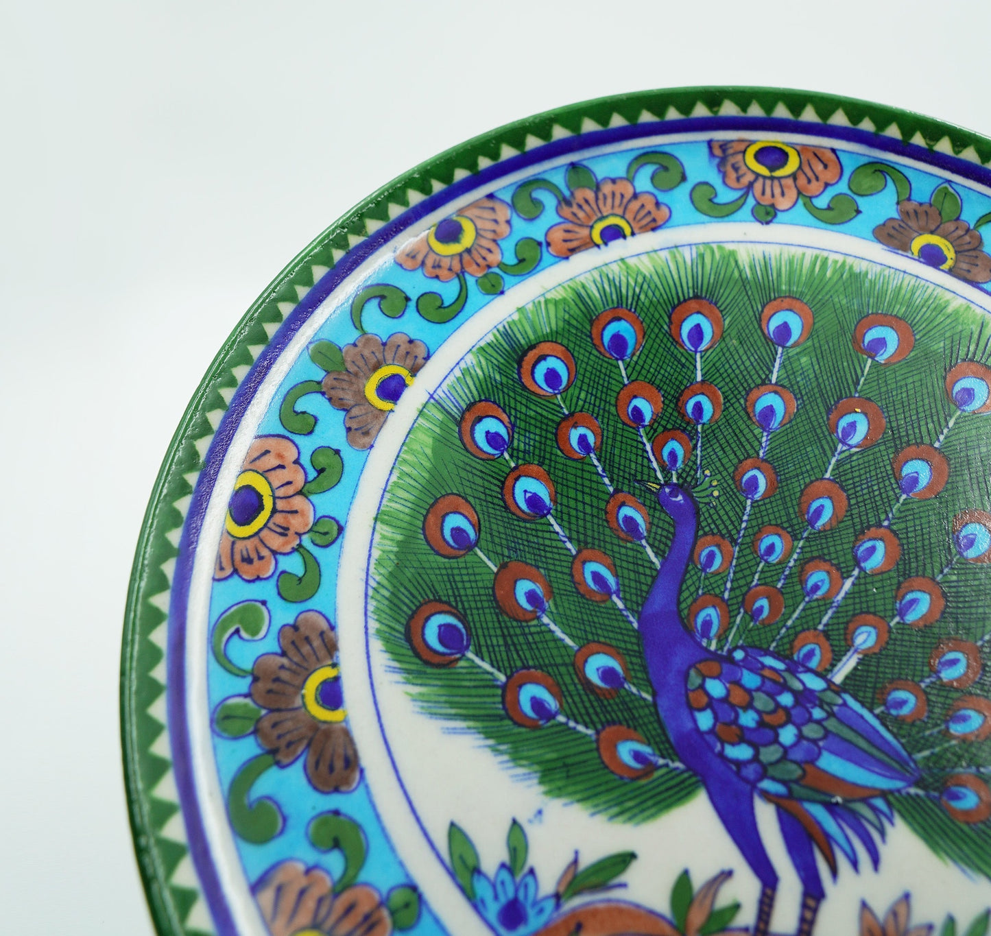 Jaipur Blue Pottery Wall Plates | 12' Inch | Blue Peacock | Handcrafted | Hand-painted