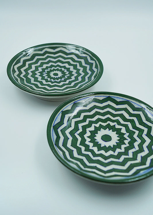 Jaipur Blue Pottery Wall Plates | 6' Inch | 1 Piece| Dynamic Green | Handcrafted | Hand-painted |