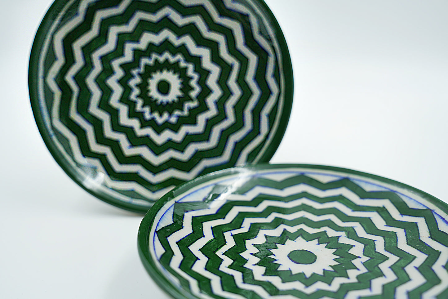 Jaipur Blue Pottery Wall Plates | 6' Inch | 1 Piece| Dynamic Green | Handcrafted | Hand-painted |