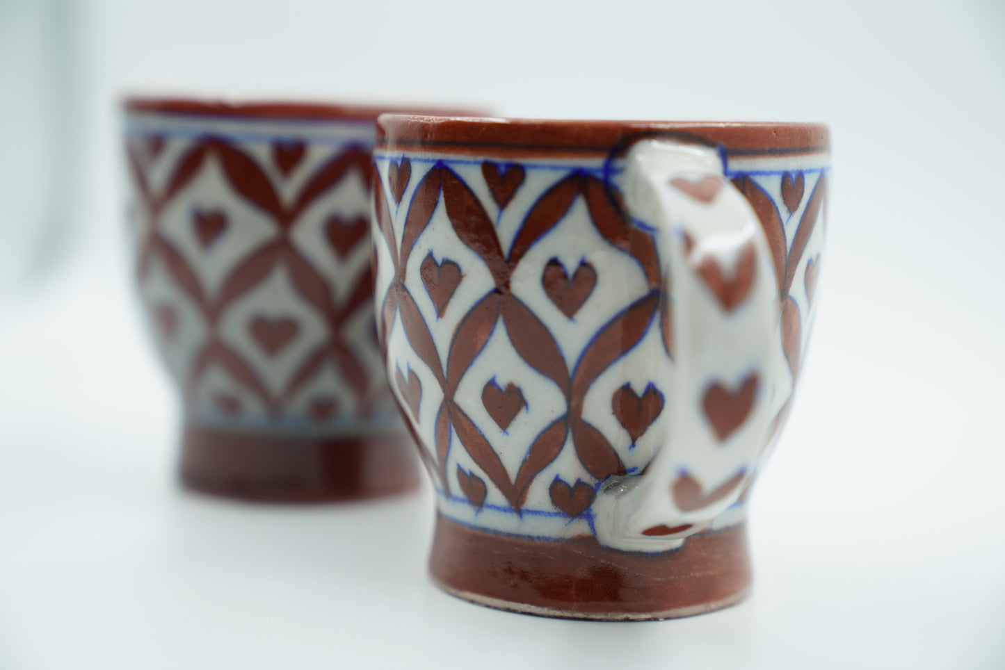 Jaipur Blue Pottery Coffee Mugs | 2 Piece | Chocolate Brown | Handcrafted | Hand-painted |