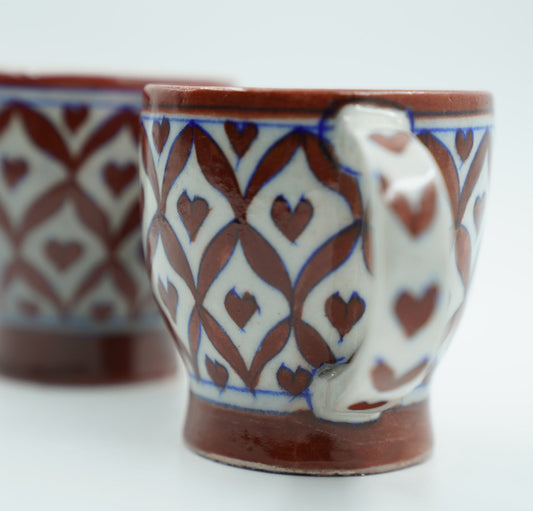 Jaipur Blue Pottery Coffee Mugs | 2 Piece | Chocolate Brown | Handcrafted | Hand-painted |