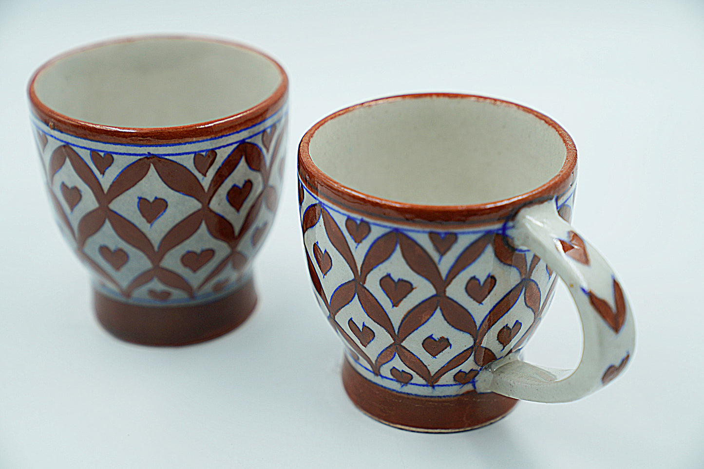 Jaipur Blue Pottery Coffee Mugs | 2 Piece | Chocolate Brown | Handcrafted | Hand-painted |