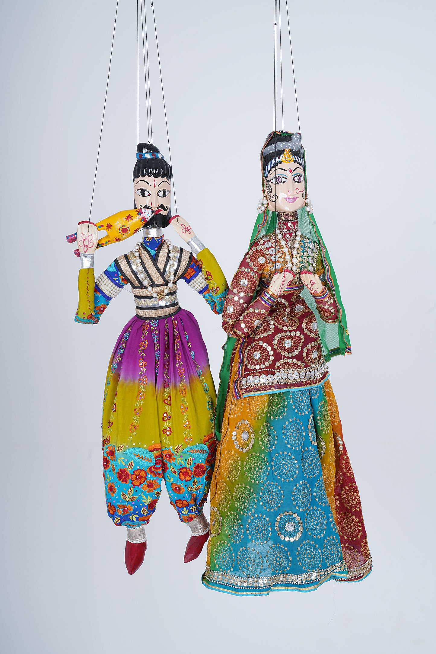 Jaipur Puppet | Kathputli | Exclusive! | Sapera Kalbelia Dancer | Rainbow Color | Handcrafted | Hand Painted |