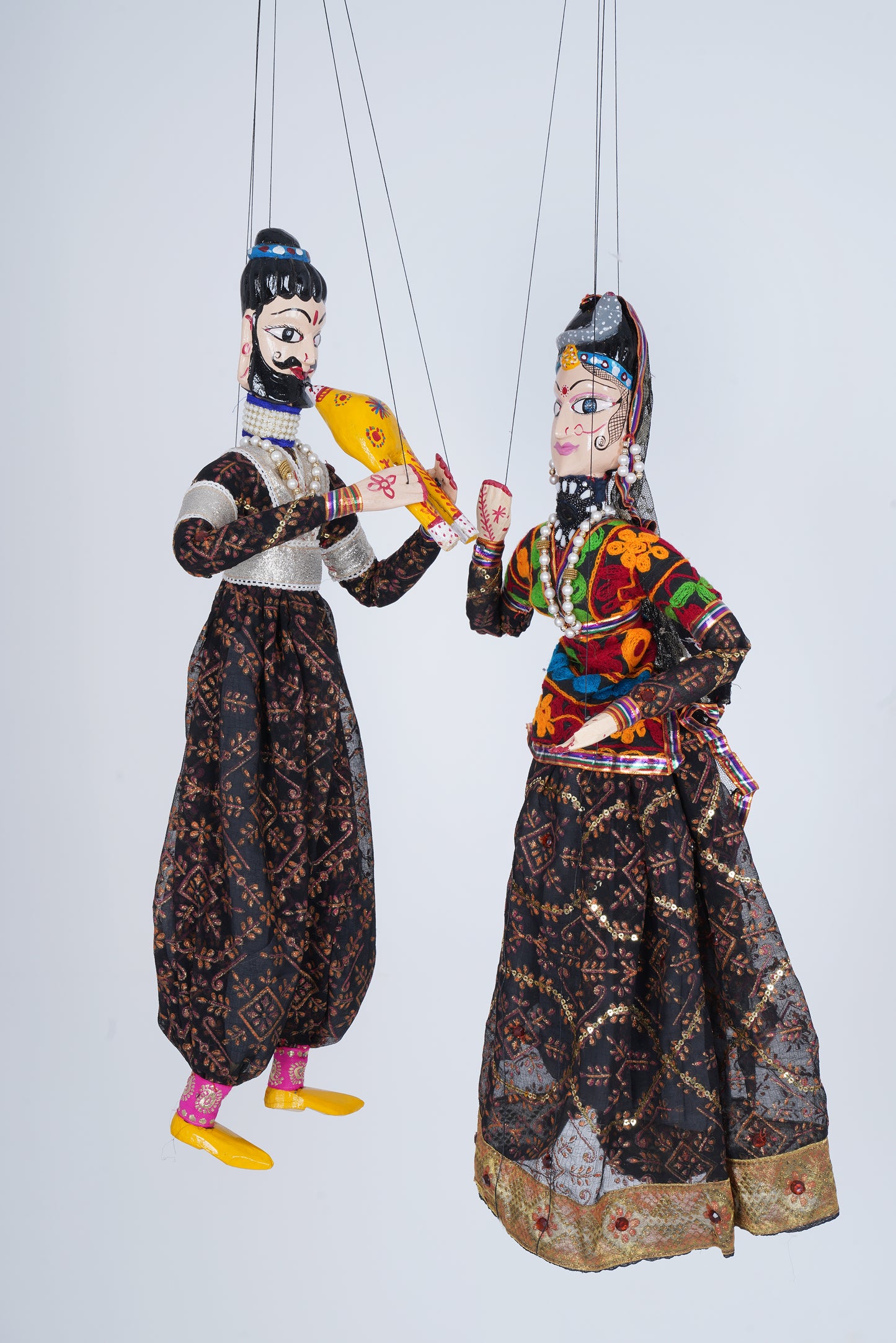 Jaipur Puppet | Kathputli | Exclusive! | Sapera Kalbelia Dancer | Brown Silver | Handcrafted | Hand Painted |