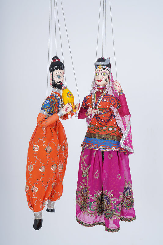 Jaipur Puppet | Kathputli | Exclusive! | Sapera Kalbelia Dancer | Pink Orange | Handcrafted | Hand Painted |