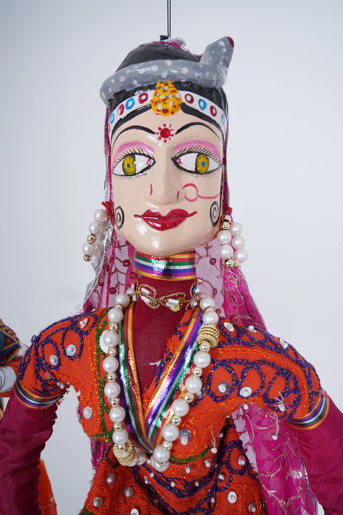 Jaipur Puppet | Kathputli | Exclusive! | Sapera Kalbelia Dancer | Pink Orange | Handcrafted | Hand Painted |