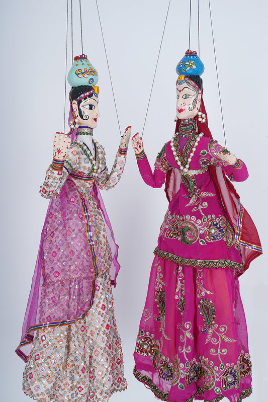 Jaipur Puppet | Kathputli | Exclusive! | Paniharin | Pink & Red | Handcrafted | Hand Painted |