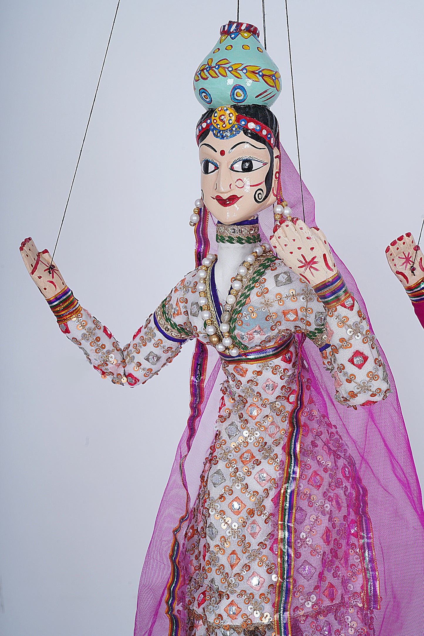 Jaipur Puppet | Kathputli | Exclusive! | Paniharin | Pink & Red | Handcrafted | Hand Painted |