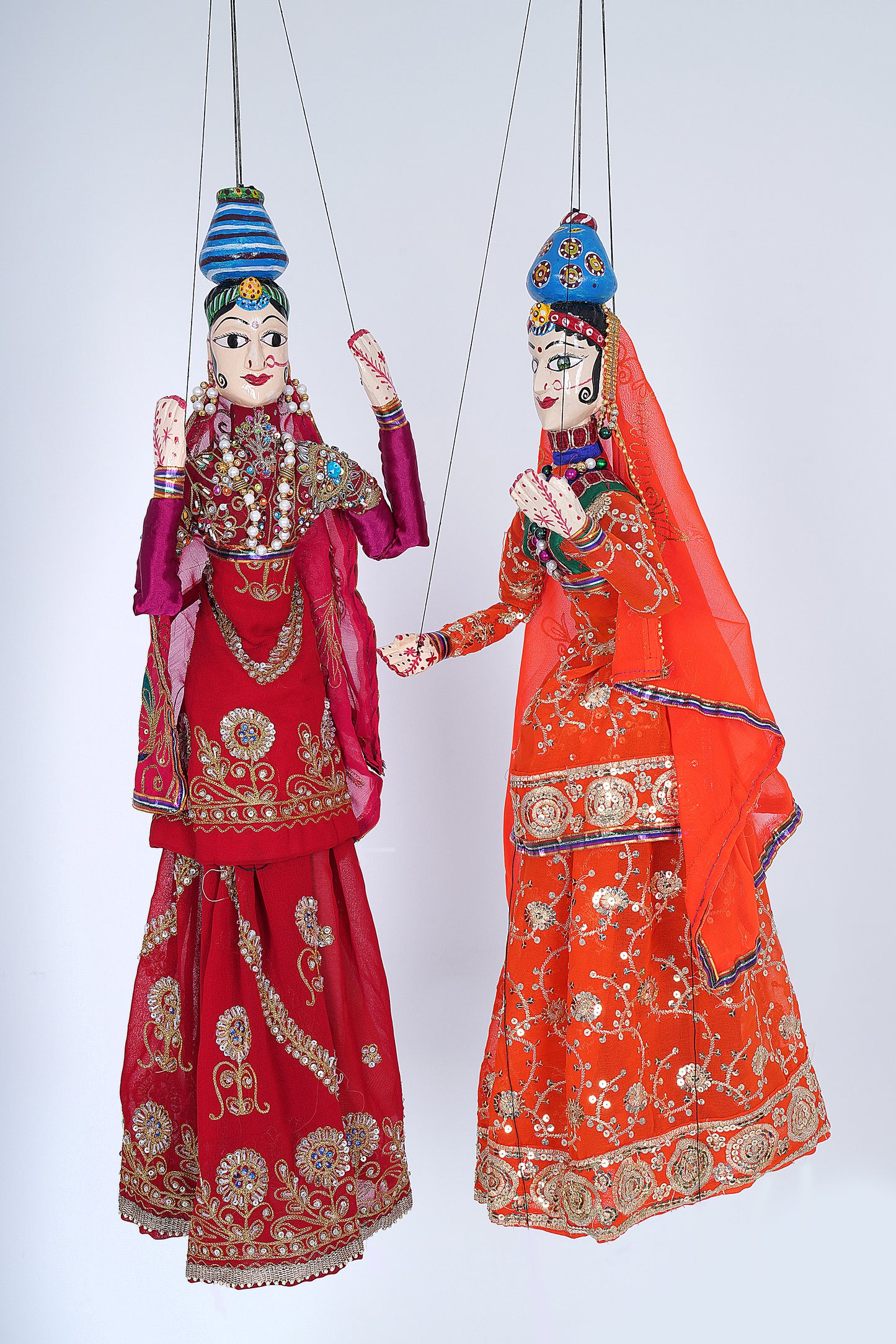 Jaipur Puppet | Kathputli | Exclusive! | Paniharin | Orange & Red | Handcrafted | Hand Painted |