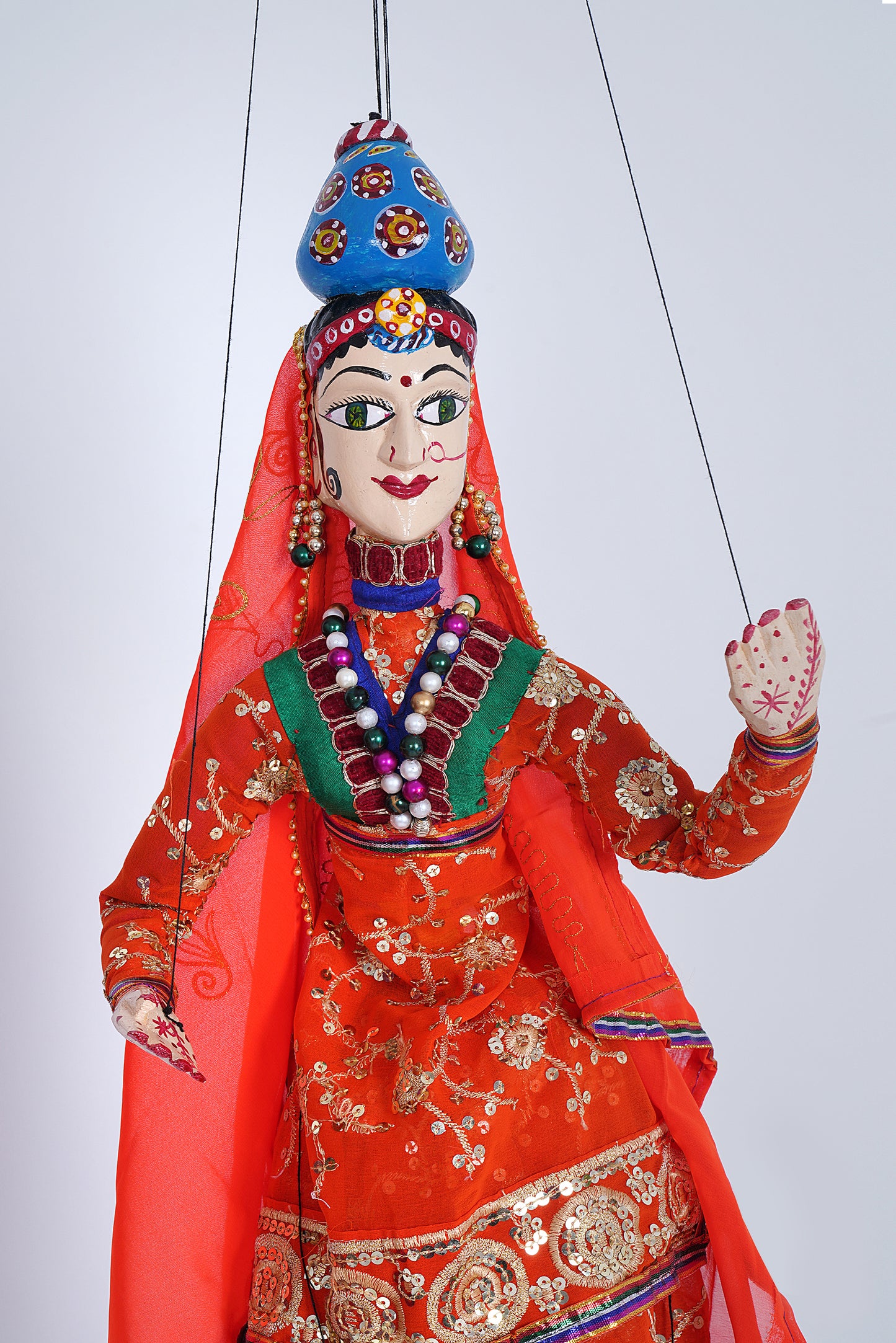 Jaipur Puppet | Kathputli | Exclusive! | Paniharin | Orange & Red | Handcrafted | Hand Painted |