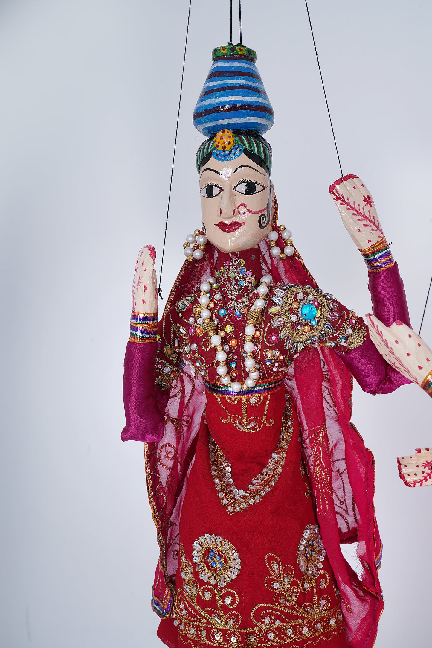 Jaipur Puppet | Kathputli | Exclusive! | Paniharin | Orange & Red | Handcrafted | Hand Painted |