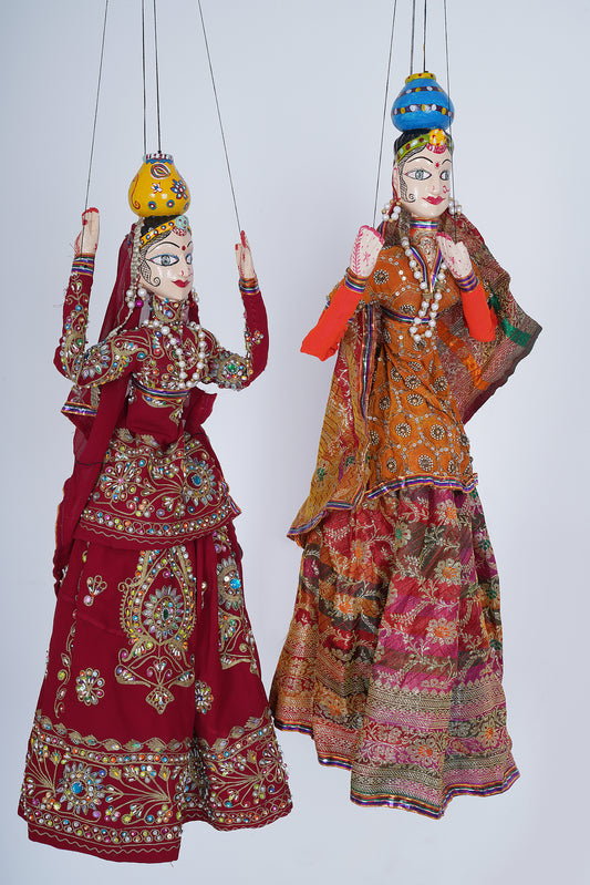 Jaipur Puppet | Kathputli | Exclusive! | Paniharin | Regal Red & Orange | Handcrafted | Hand Painted |