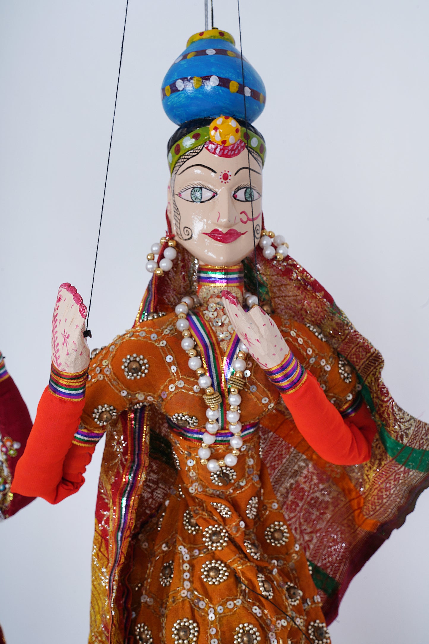 Jaipur Puppet | Kathputli | Exclusive! | Paniharin | Regal Red & Orange | Handcrafted | Hand Painted |