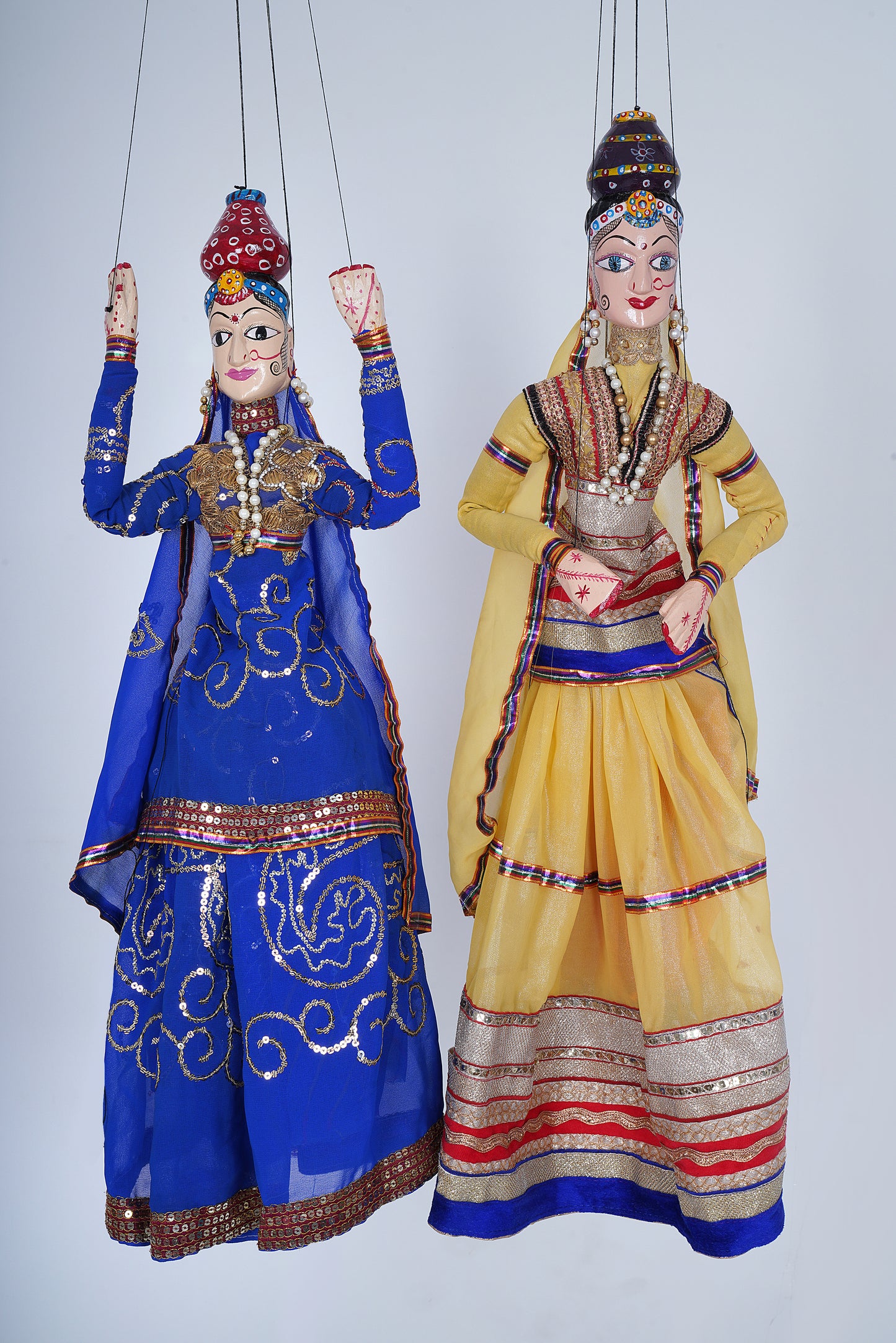 Jaipur Puppet | Kathputli | Exclusive! | Paniharin | Beige & Blue | Handcrafted | Hand Painted |