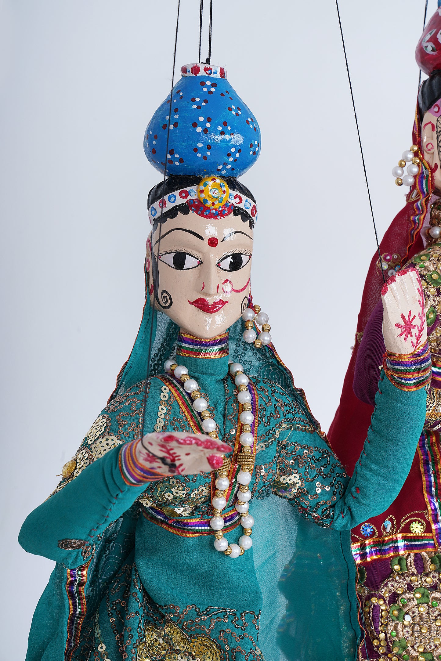 Jaipur Puppet | Kathputli | Exclusive! | Paniharin | Blue & Red | Handcrafted | Hand Painted |