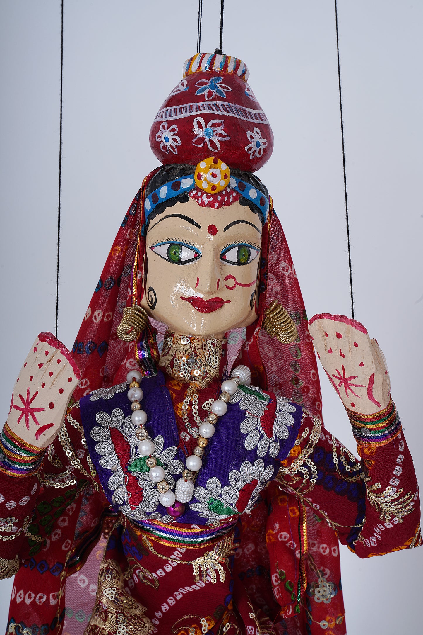 Jaipur Puppet | Kathputli | Exclusive! | Paniharin | Bandhej & Silver | Handcrafted | Hand Painted |